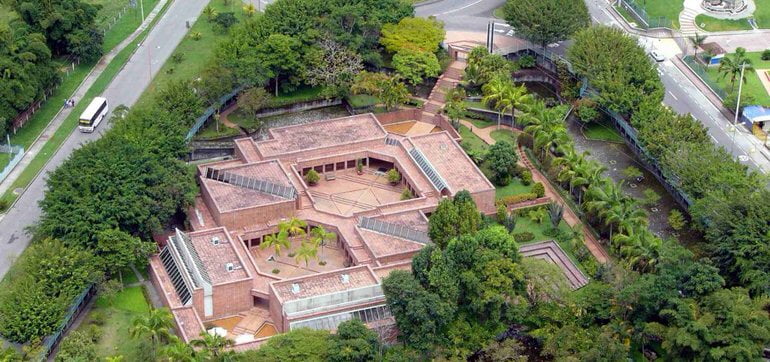 Vista aérea del museo del oro quimbaya en el departamento del Quindío